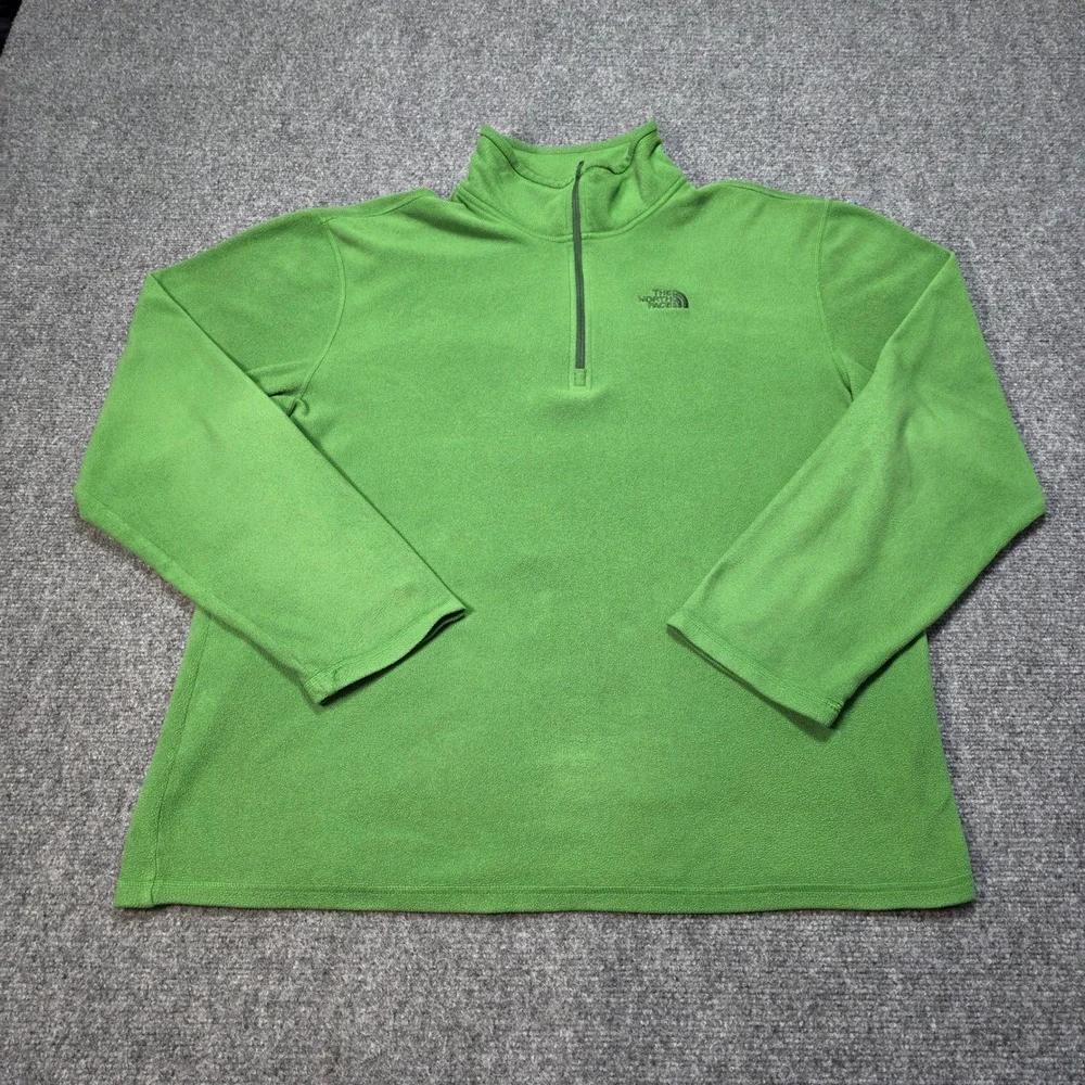 The North Face Men's Large Green Polartec Fleece 1/4 Zip Pullover Jacket Classic